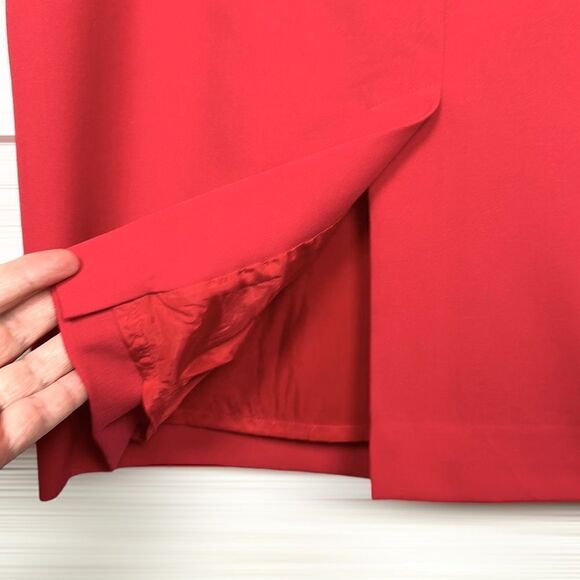 Lafayette 148 New York Red Wool Draped Shift Dress 3/4 Sleeves Round Neck US10 - Picture 6 of 14